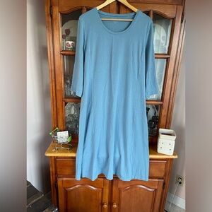 L.L. Bean  Cotton Knit  Summer Midi Dress periwinkle blue size XL 3/4 sleeves​